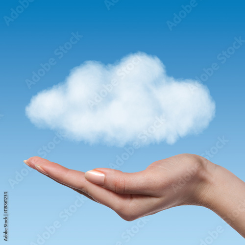 Woman hand offer the cloud