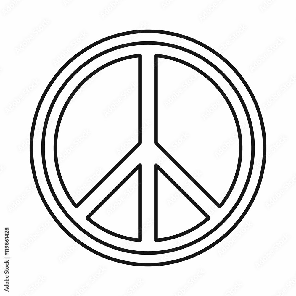 Peace sign round icon in outline style isolated on white background. Vector illustration Peace sign round icon in outline style isolated on white background. Vector illustration