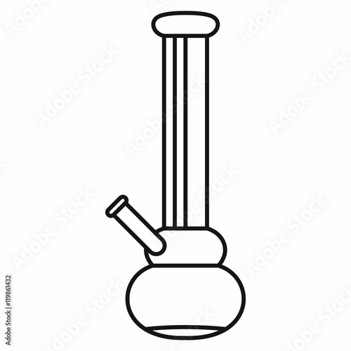 Bong smoking marijuana icon in outline style isolated on white background. Vector illustration