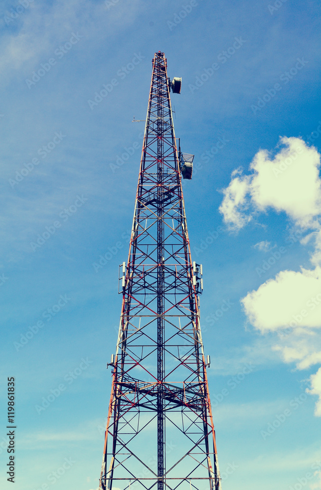 Mobile phone tower. Mobile phone network. Cell site or cell tower, cellular telephone site, electronic communications equipment, radio mast, cellular network digital signal processors. Mobile phone tower. Mobile phone network. Cell site or cell tower, cellular telephone site, electronic communications equipment, radio mast, cellular network digital signal processors.