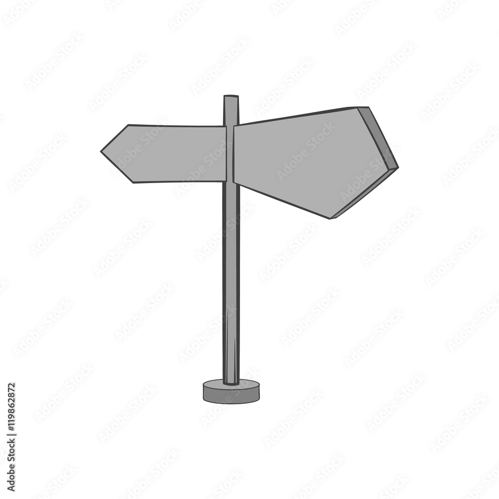 Road sign icon in black monochrome style isolated on white background. Navigation symbol. Vector illustration Road sign icon in black monochrome style isolated on white background. Navigation symbol. Vector illustration