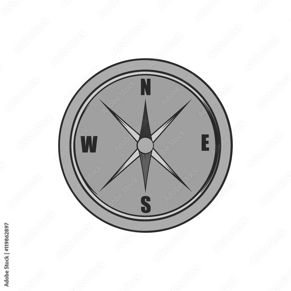 Compass icon in black monochrome style isolated on white background. Navigation symbol. Vector illustration Compass icon in black monochrome style isolated on white background. Navigation symbol. Vector illustration