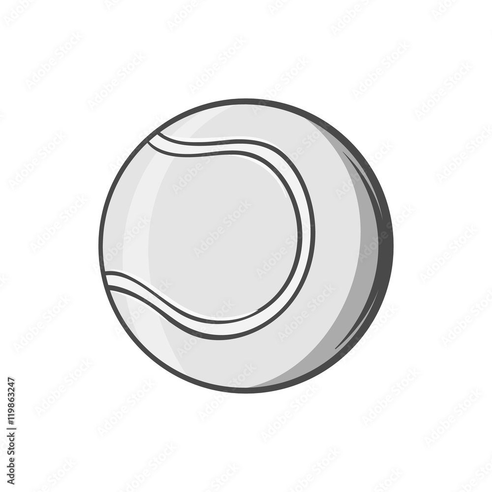 Tennis ball icon in black monochrome style isolated on white background. Sport symbol. Vector illustration Tennis ball icon in black monochrome style isolated on white background. Sport symbol. Vector illustration