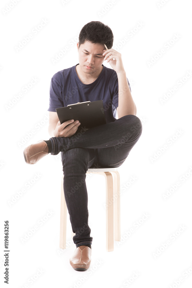 Young man isolated on white. Asian male model Young man isolated on white. Asian male model