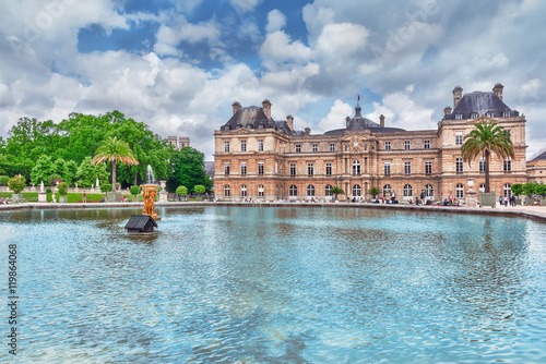 PARIS, FRANCE - JULY 05, 2016 : Luxembourg Palace and park in Pa