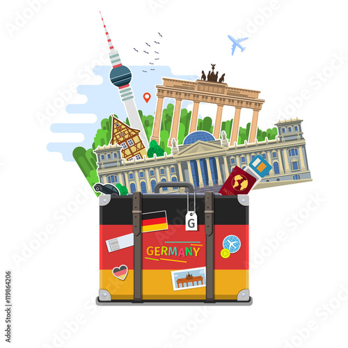 Concept of travel or studying German. 