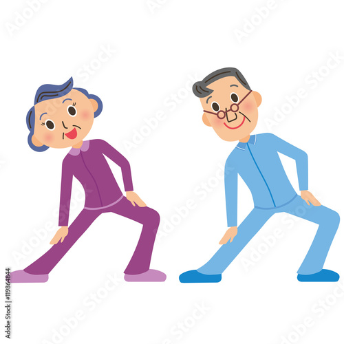 体操をする老夫婦