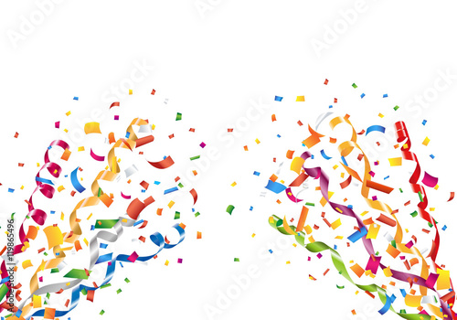 Exploding party confetti and streamers Vector