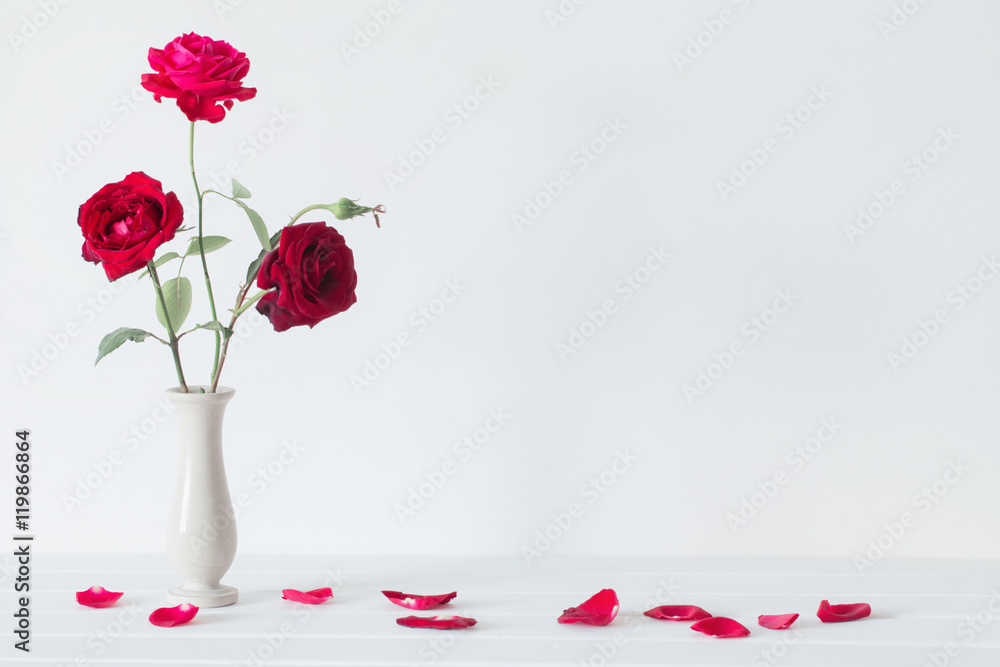 still life of red rose in vase Stock Photo | Adobe Stock