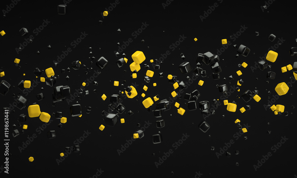 abstract yellow atom nano technology particle background 3d rend abstract yellow atom nano technology particle background 3d rend