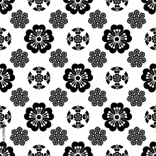 The stylized seamless Sakura flower , Japanese symbolism illustration.