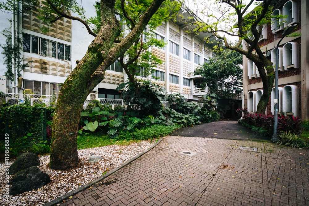 Gardens and buildings at National Taiwan University, in Taipei,