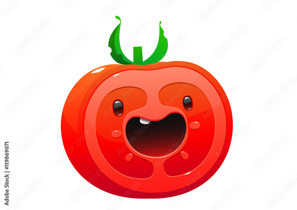 tomato cartoon character bright juicy on a white background tomato cartoon character bright juicy on a white background