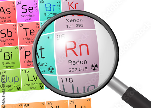 Fotografie Element of Radon with magnifying glass