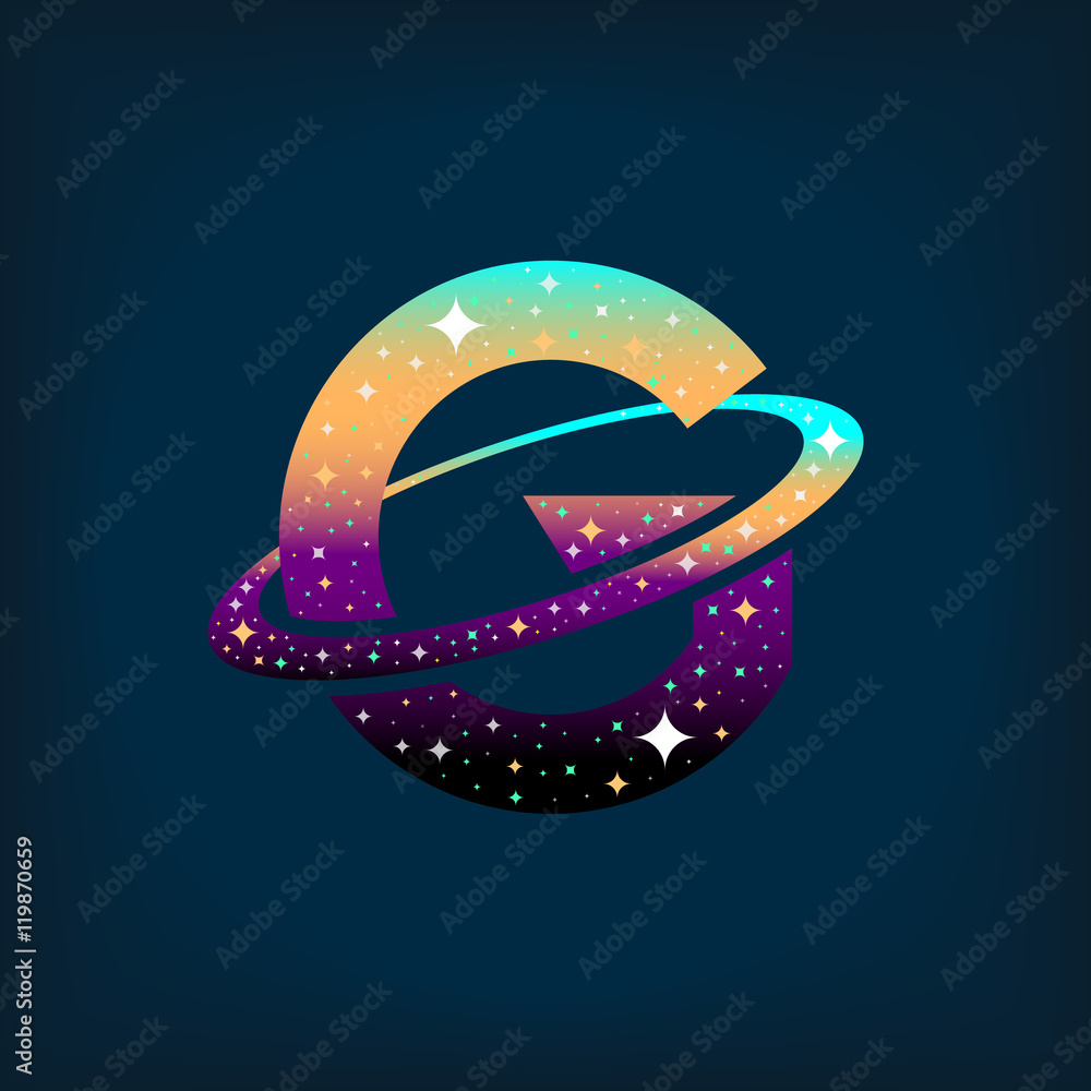 Abstract letter G logo with Space  logo.Observatory,tourism,galaxy,moon,satellite,alien,Planet,astronaut. Interesting design template for your company logo Stock Vector | Adobe Stock