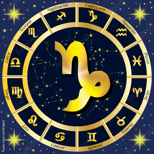Zodiac Signs, Zodiac constellations. In the center of the sign o