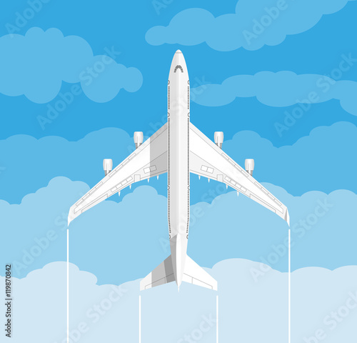 picture of a civilian plane with clouds