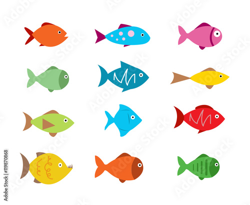 Fish Icons set vector illustration