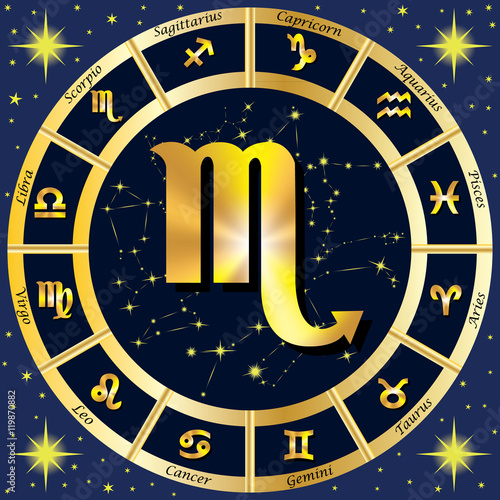 Zodiac Signs, Zodiac constellations. In the center of the sign o
