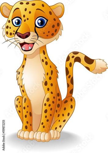 Cartoon happy cheetah sitting