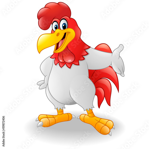 Cartoon rooster presenting