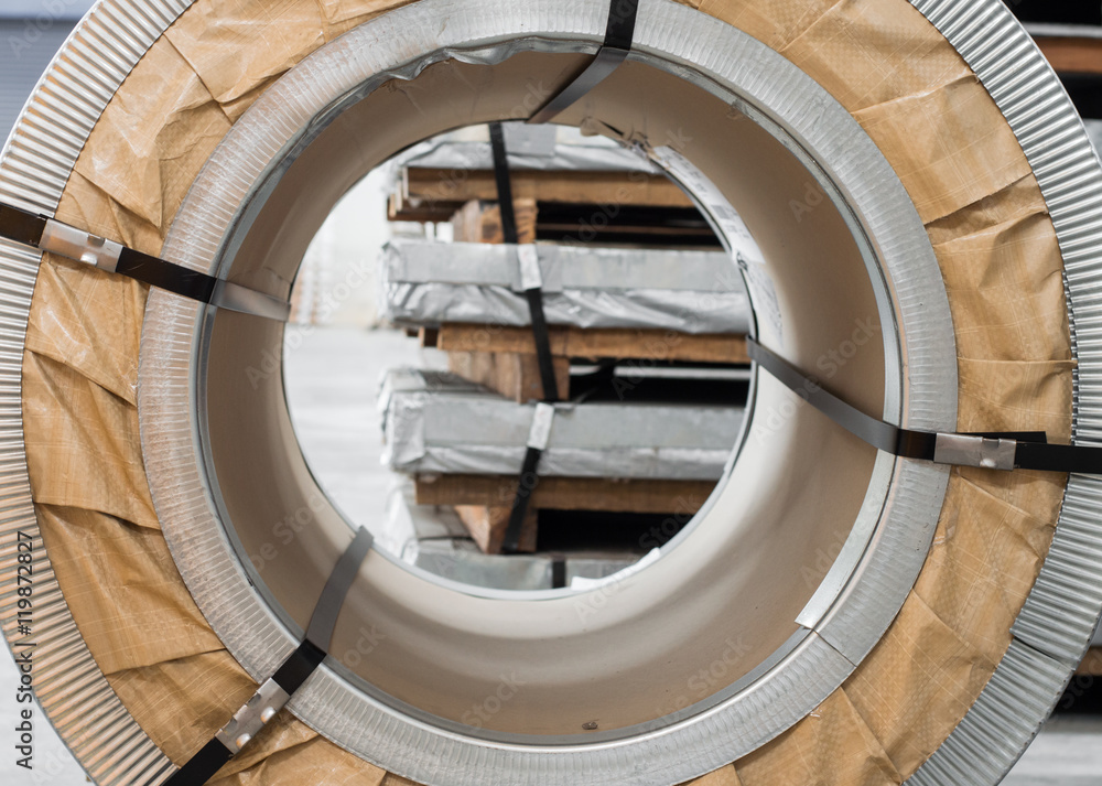 Fototapeta premium Packed Steel Coil Close Up