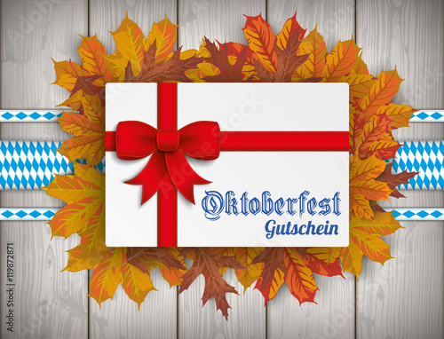 Oktoberfest Gutschein Herbstlaub