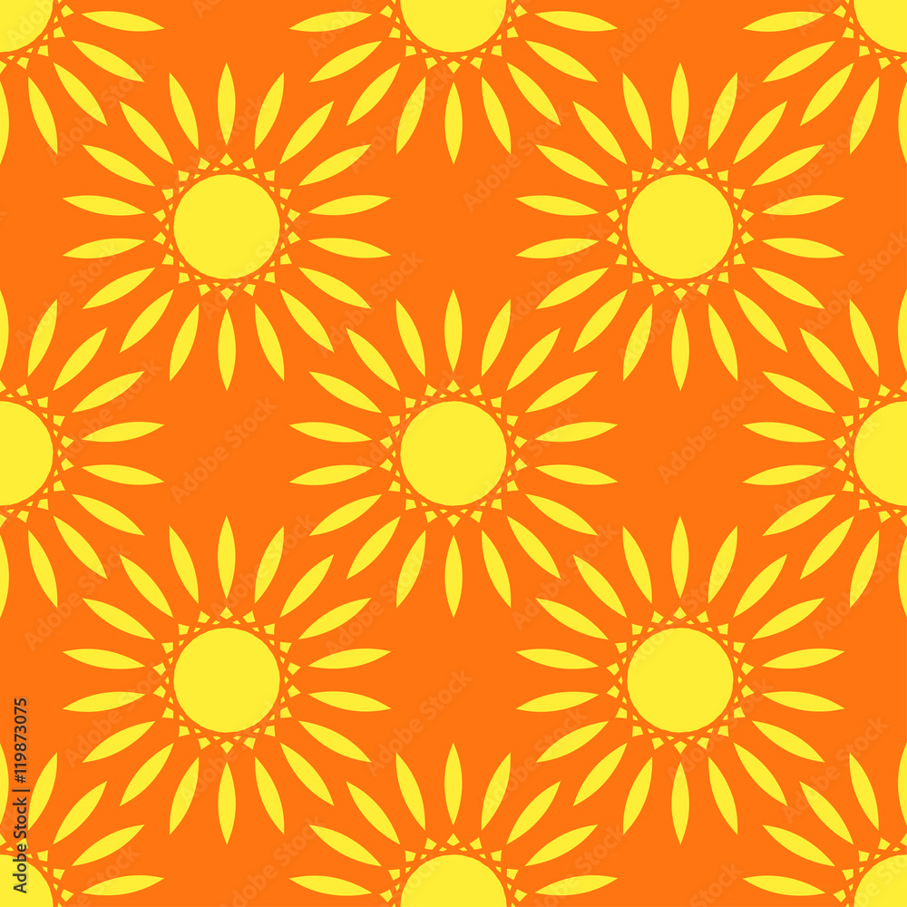Vector Seamless Yellow Floral Mandala Pattern Vector Seamless Yellow Floral Mandala Pattern