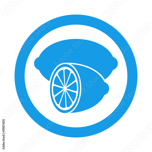 Icono plano limon en circulo color azul