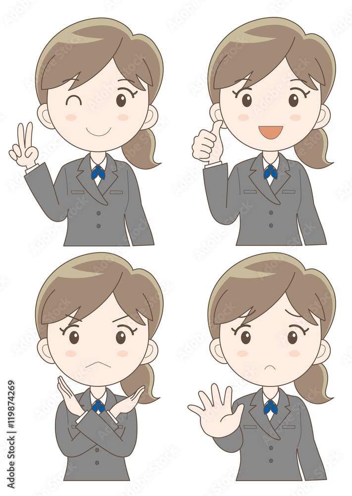 OL 女性 表情ポーズセットF
