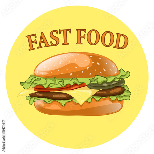 Burger. Cheeseburger vector illustration. Hamburger icon. Fast food concept. 