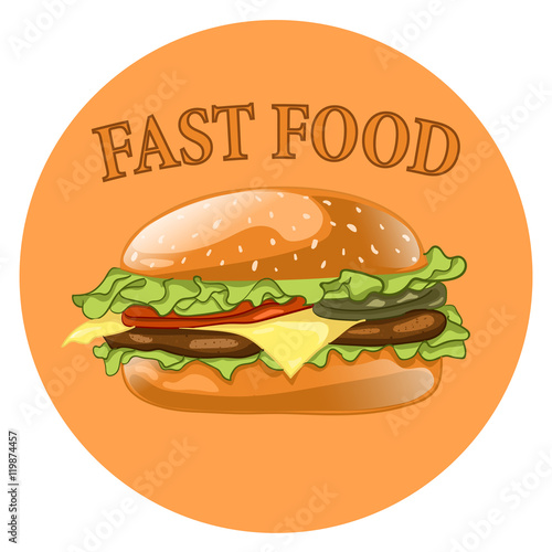 Burger. Cheeseburger vector illustration. Hamburger icon. Fast food concept. 