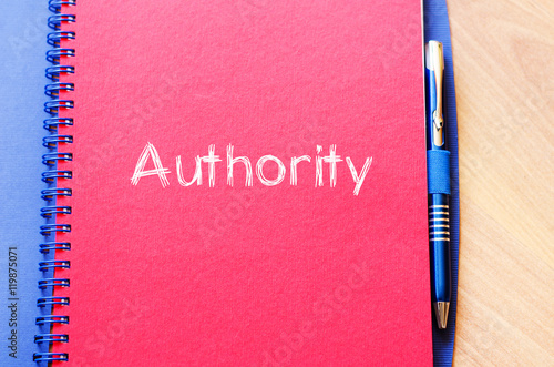 Authority text concept on notebook