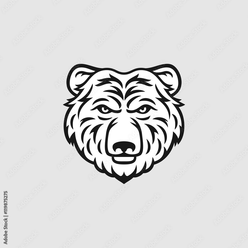 Bear head logo or icon in black and white. Vector illustration. Bear head logo or icon in black and white. Vector illustration.