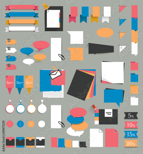 Big set of reminder stickers. Infographic set.