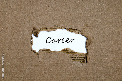 The word career appearing behind torn paper