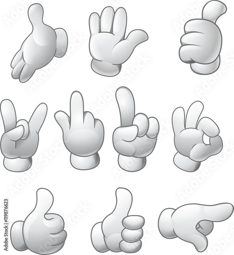 Cartoon hands isolated on white background