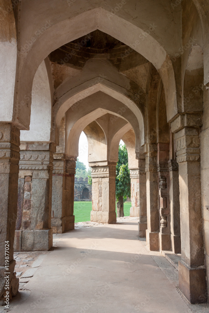 Arches Inside the Sikander Lodi's Tomb, Lodhi Gardens is a city park situated in New Delhi, India. It has architectural works of the 15th century by Lodhis dynasty 