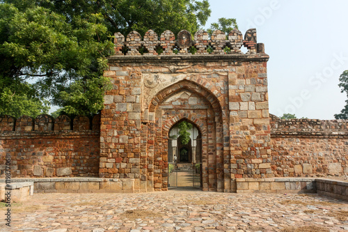 Entry gateway to Sikander Lodi's Tomb, Lodhi Gardens is a city park situated in New Delhi, India. It has architectural works of the 15th century by Lodhis dynasty 