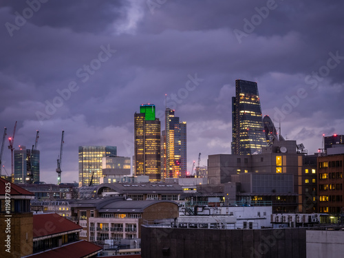 London City skyline at dusk