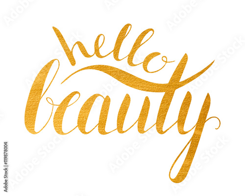 Handwritten calligraphic inscription Hello beauty