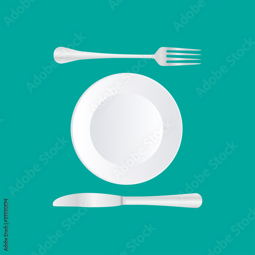 Empty plate with spoon, knife and fork