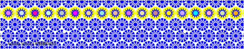 Elegant decorative border made up of polygons and stars with blue background color