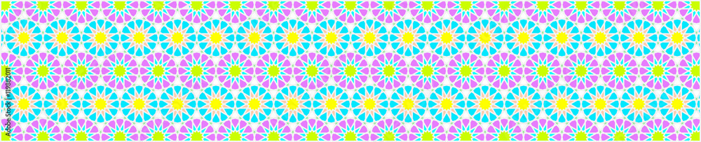 Elegant decorative border made up of polygons and stars with bright colors Elegant decorative border made up of polygons and stars with bright colors