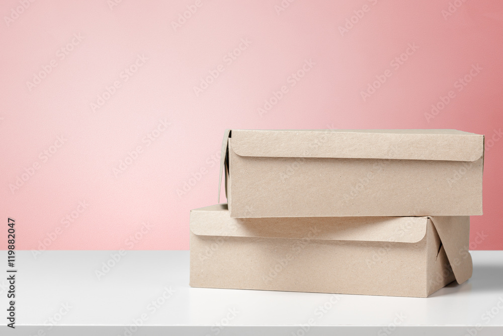 cardboard box on white desk