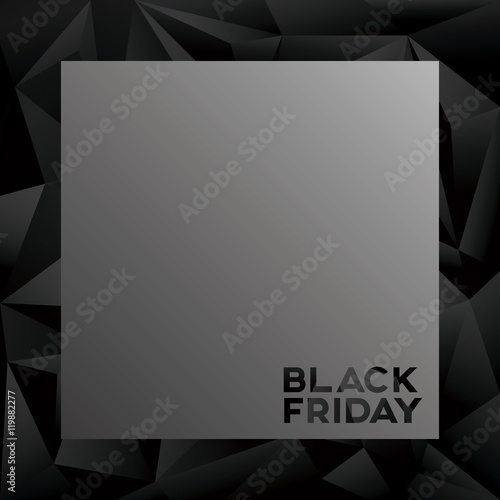 Black friday blank poster or banner vector illustration on low poly background.