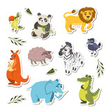 set of cute vector animals. stickers for children