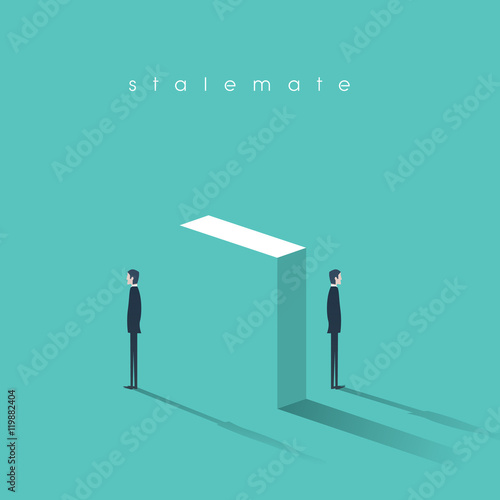 Conflict concept vector illustration in business abstract. Stalemate in disagreement, arguing.