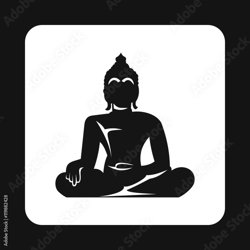 Buddha statue icon in simple style isolated on white background. Religion symbol