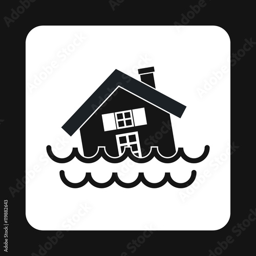 Flood icon in simple style isolated on white background. Danger symbol
